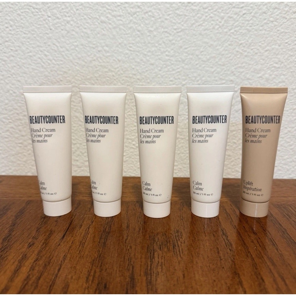 Beautycounter Good Scents Hand Cream, 4 Tubes of‎ Calm, 1 Tube Uplift, all 1 oz